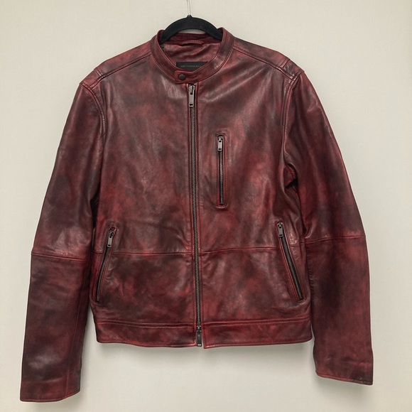 John Varvatos REYES SHEEPSKIN SLIM FIT RACER JACKET IN OXBLOOD. Medium. BNWT - Picture 2 of 14